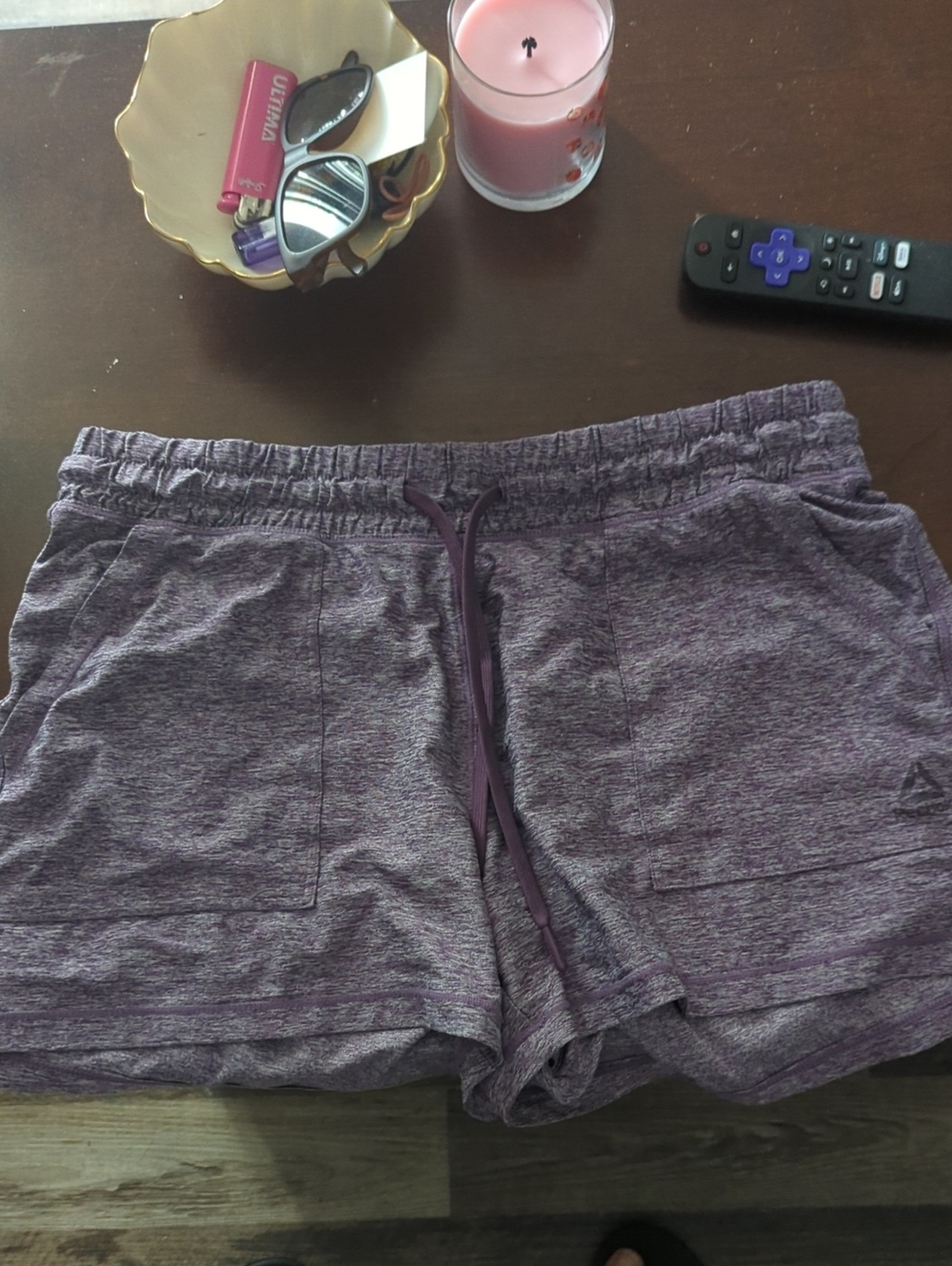 Reebok Heather Purple Women's Athletic Drawstring Shorts